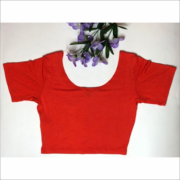 NWT TopShop Petite Orange Crop Tee US 6 - Picture 2 of 4
